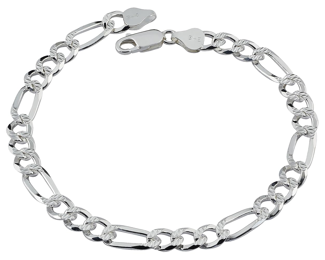 アクセサリー Figaro Wide Chain Bracelet Amazon.com: D Jewelry 925 Sterling Silver 2 Sided Solid Flat